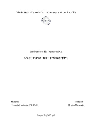 Značaj marketinga u preduzetništvu