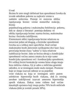 Razvoj brzine u plivanju