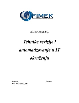Tehnike revizije i automatizovanje u IT okruženju