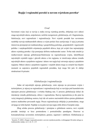 Regije i regionalni poredci u novom svetskom poretku