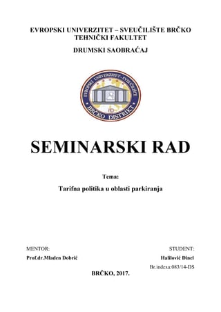 Tarifna politika u oblasti parkiranja