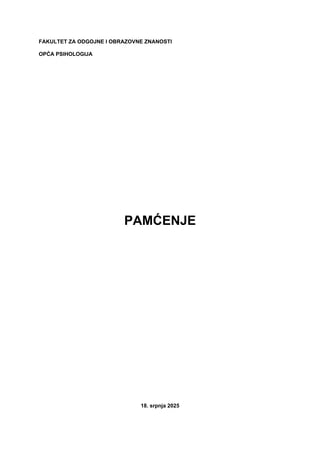 Pamćenje: vrste, procesi i faze