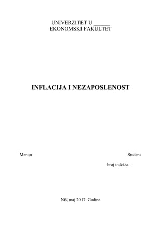 Inflacija i nezaposlenost