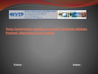 Geotermalna energija za grejanje i hlađenje objekata