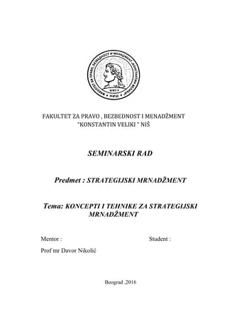 Koncepti i tehnike za strategijski menadžment