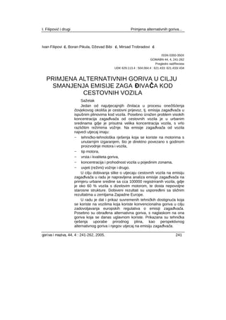 Primena alternativnih goriva