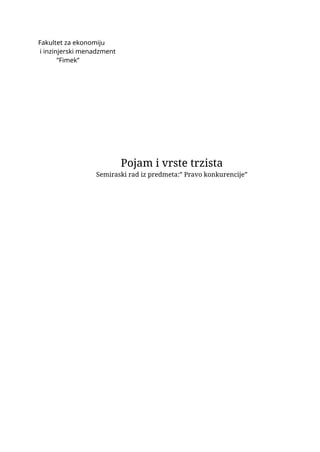 Pojam i vrste tržišta