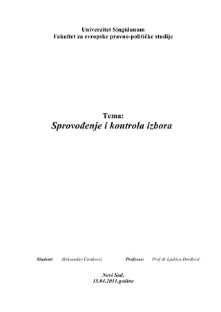 Sprovođenje i kontrola izbora