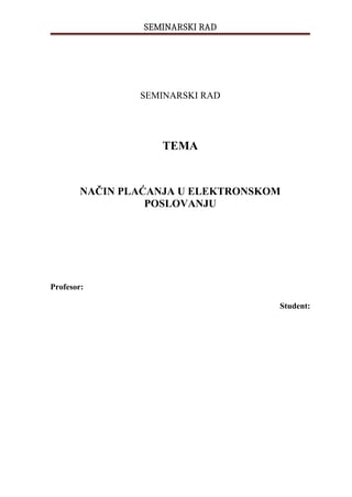 Način plaćanja u elektronskom poslovanju