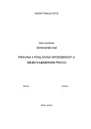 Pravna i poslovna sposobnost u međunarodnom pravu