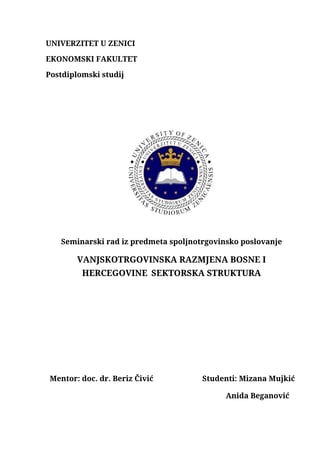 Vanjskotrgovinska razmijena Bosne i Hercegovine – Sektorska struktura