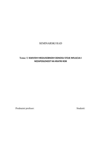 Inflacija i nezaposlenost