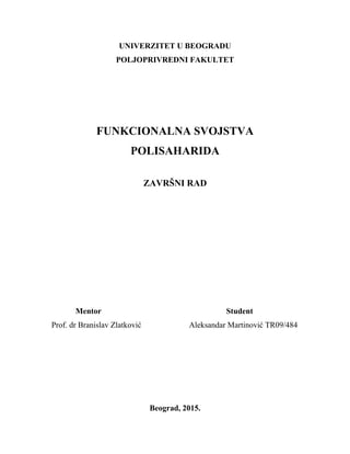 Funkcionalna svojstva polisaharida