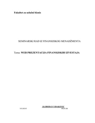 Web prezentacija finansijskih izveštaja