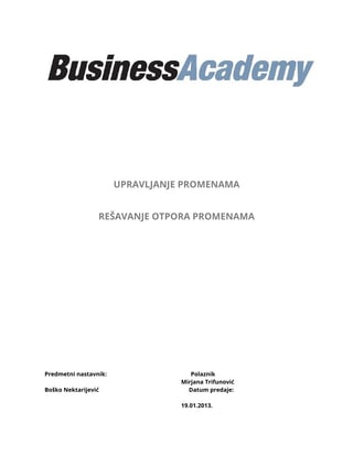 Rešavanje otpora promenama