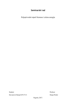 Poljoprivredni otpad /biomasa i zelena energija