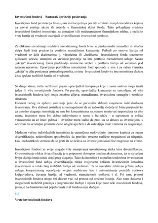 Investicioni fondovi – Nastanak i principi poslovanja