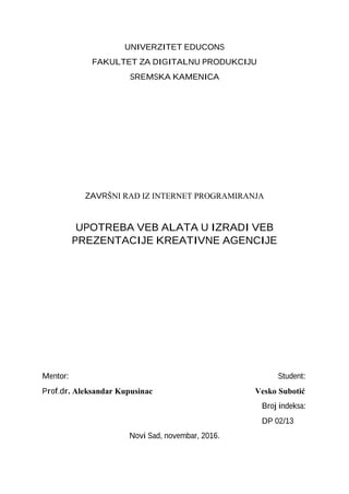 Upotreba veb alata u izradi veb prezentacije kreativne agencije