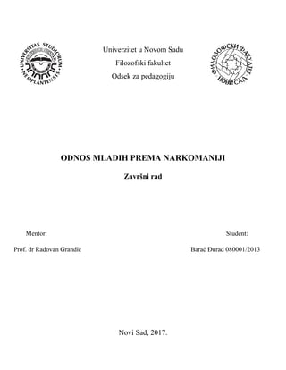 Odnos mladih prema narkomaniji