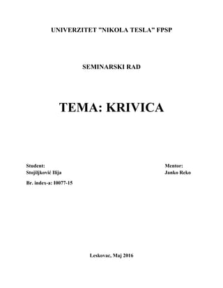 Krivica: seminarski rad