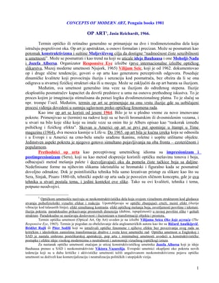 Op art, kinetička umetnost, minimalizam