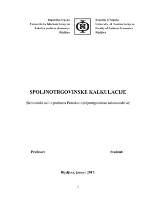 Spoljno trgovinske kalkulacije