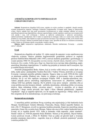 Američki korporativni imperijalizam i odgovor sveta