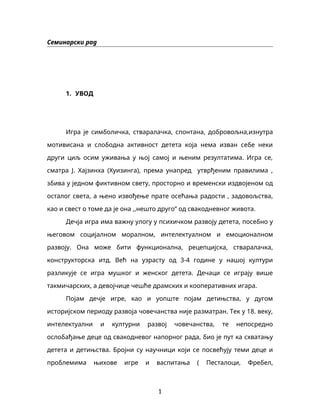 Značaj i vrste igara u predškolskom uzrastu