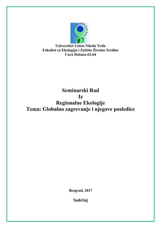 Globalno zagrevanje i njegove posledice