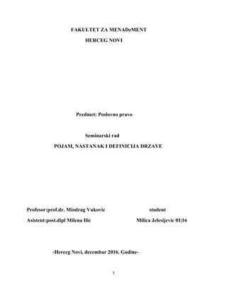 Pojam, nastanak i definicija države