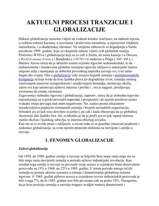 Aktuelni procesi tranzicije i globalizacije