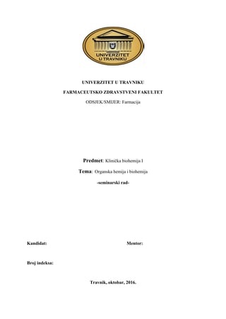 Organska hemija  i biohemija