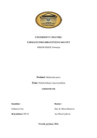 Prekid trudnoće i pravni problemi