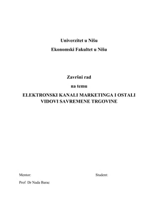 Elektronski kanali marektinga i ostali vidovi savremene trgovine