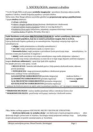 Sociologija- skripta za državnu maturu