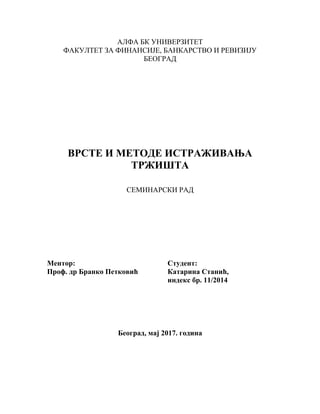 Vrste i metode istraživanja tržišta