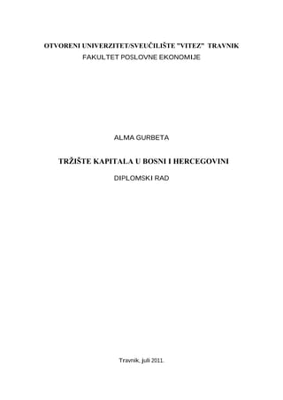 Tržište kapitala u Bosni i Hercegovini