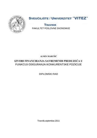 Izvori finansiranja savremenih preduzeća u funkciji osiguranja konkurentske pozicije