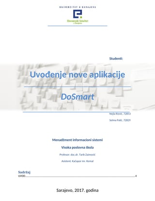 Uvođenje nove aplikacije