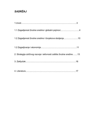 Ekologija, pojam životne sredine i globalni problemi