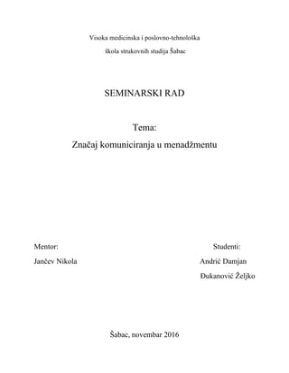 Značaj komuniciranja u menadžmentu