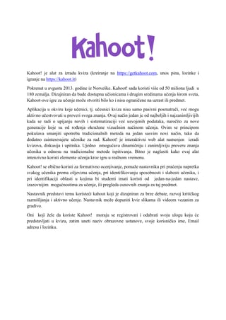 Primena Kahoot! alata u obrazovanju