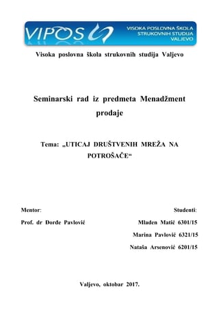 Uticaj društvenih mreža na potrošače