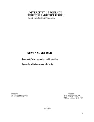 Izveštaj sa prakse: flotacija u rudniku bakra Bor
