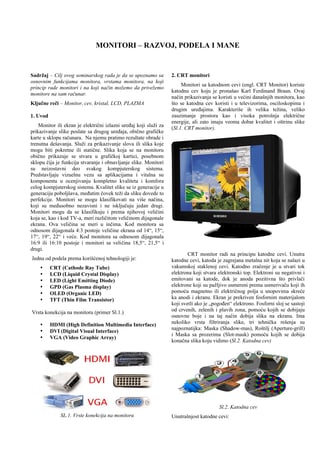 Monitori-razvoj, podele i mane