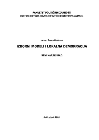 Izborni modeli i lokalna demokratija