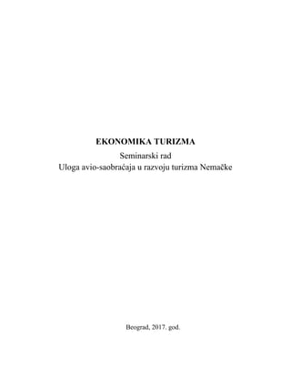 Uloga avio-saobraćaja u razvoju turizma Nemačke