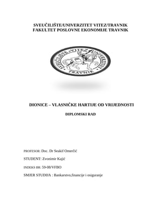 Dionice – vlasničke hartije od vrijednosti