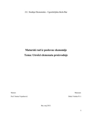 Utrošci elemenata proizvodnje