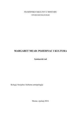 Margaret Mead-pojedinac i kultura